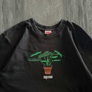 Supreme Plant Shirt Mens Large Black Short Sleeve 2017